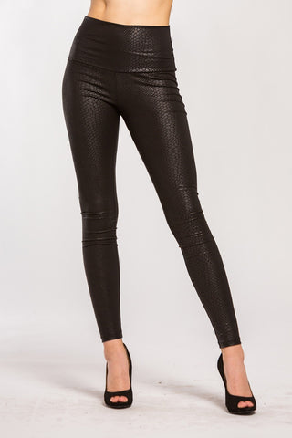 Snakeskin Embossed Leather-look Leggings - In Store