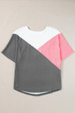 Color Block Round Neck Half Sleeve Top