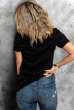 Rhinestone Smiley Round Neck Short Sleeve T-Shirt - ONLINE ONLY - 7-10 SHIPPING