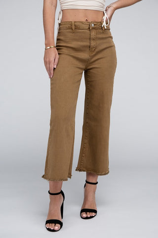 Acid Washed High Waist Frayed Hem Straight Pants - ONLINE ONLY - 1-4 DAYS SHIPPING
