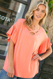 SOLID LACE UP SHORT SLEEVE TOP - ONLINE ONLY 1-4 DAYS SHIPPING