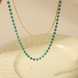 Turquoise Titanium Steel Double-Layered Necklace - ONLINE ONLY