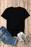 Rhinestone Smiley Round Neck Short Sleeve T-Shirt - ONLINE ONLY - 7-10 SHIPPING