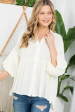 SOLID BUTTON DOWN BLOUSE - ONLINE ONLY - SHIPS 1-4 DAYS