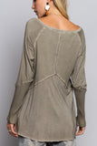 Light Wash Rib Textured Long Sleeve Top - ONLINE ONLY - 1-4 DAY SHIPPING