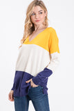 COLOR BLOCK LONG SLEEVE SWEATER