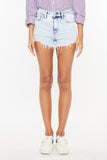 Kancan High Rise Frayed Hem Denim Shorts- Shipping 2-5 days