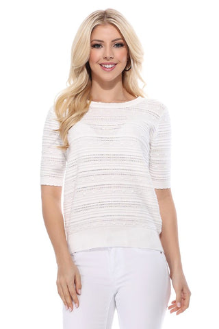 Elegant Scallop & Punch Hole Knitted Sweater Top - ONLINE ONLY 1-4 DAYS SHIPPING
