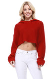 Bat Wing Sleeve Crop Waffle Knit Hoodie Top - ONLINE ONLY 1-4 DAYS SHIPPING
