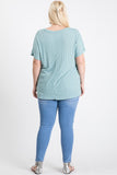 PLUS SIZE - LIGHT WEIGHT RIBBED V-NECK POCKET TO