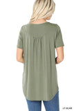 Short Sleeve Dolphin Hem Shell Button Top - ONLINE ONLY - SHIPS 1-4 DAYS