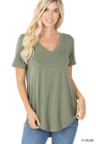 Luxe Rayon Short Sleeve V-Neck Hi-Low Hem Top - ONLINE ONLY 1-4 DAYS SHIPPING