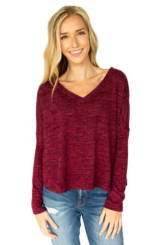 BURGUNDY Soft Knit Classic Vneck Sweater
