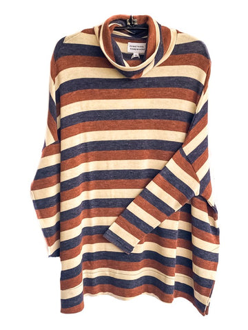 CHARCOAL Soft Striped Oversized Sweater Tunic