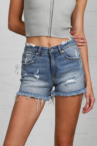 MID-RISE PREMIUM DISTRESSED SHORTS - ONLINE ONLY - SHIPS IN 1-4 DAYS