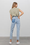 High Waist Ripped Tapered Jeans - ONLINE ONLY - SHIPS IN 1-4 DAYS