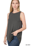 Luxe Rayon Sleeveless Round Neck Hi-Low Hem Top - ONLINE ONLY 1-4 DAYS SHIPPING