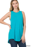 Luxe Rayon Sleeveless Round Neck Hi-Low Hem Top - ONLINE ONLY 1-4 DAYS SHIPPING