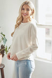 IVORY TEXTURED LONG SLEEVE BUTTON TOP