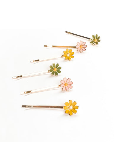 Metallic Retro Daisy Hair Pins