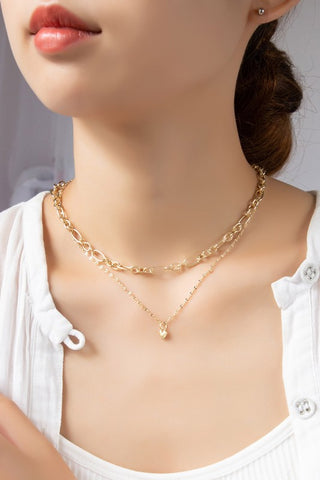 Two row mixed chain with dainty heart pendant - ONLINE ONLY SHIPS IN 1-4 DAYS