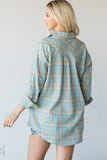STEEL BLUE CASUAL PLAID FLANNEL