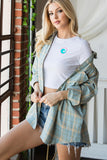 STEEL BLUE CASUAL PLAID FLANNEL