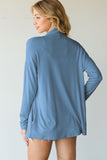 SLATE BLUE CASUAL CARDIGAN WITH POCKETS- IN-STORE