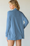 SLATE BLUE CASUAL CARDIGAN WITH POCKETS