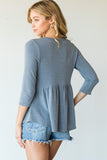 Blue 3/4 LONG SLEEVE TOP