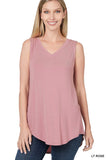 Luxe Rayon Sleeveless V-Neck Hi-Low Hem Top - ONLINE ONLY 1-4 DAYS SHIPPING