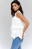 Sleeveless Asymmetrical Hem Line Tiered Top - ONLINE ONLY - 1-4 DAY SHIPPING