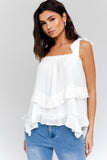 Sleeveless Asymmetrical Hem Line Tiered Top - ONLINE ONLY - 1-4 DAY SHIPPING
