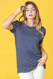 Plus Stripe Puff Ruched Sleeve Top - ONLINE ONLY - SHIPS 1-4 DAYS