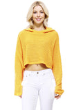 Bat Wing Sleeve Crop Waffle Knit Hoodie Top - ONLINE ONLY 1-4 DAYS SHIPPING