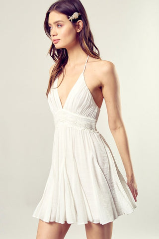 Lace Trim with Back Drawstring Dress - ONLINE ONLY- 1-4 DAYS SHIPPING