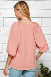 SALMON BALLOON SLEEVE WOVEN BLOUS