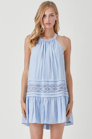 Halter Neck Trim Lace with Folded Detail Dress - ONLINE ONLY- 1-4 DAYS SHIPPING