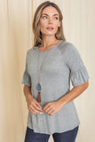Solid Ruffle Sleeve Top - ONLINE ONLY - SHIPS 1-4 DAYS