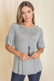 Solid Ruffle Sleeve Top - ONLINE ONLY - SHIPS 1-4 DAYS