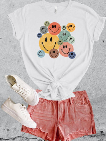 Come On Get Happy Colorful Smiley Face Tee - ONLINE ONLY- 1-4 DAYS SHIPPING