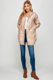 Pink Gold foil animal print long sleeve cardigan
