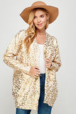 Taupe Gold foil animal print long sleeve cardigan