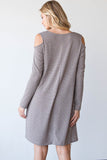 RIBBED COLD SHOULDER MIDI DRESS- In-Store Only
