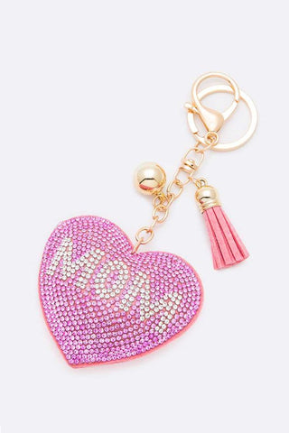 Pink MOM Crystal Pillow Key Chain - ONLINE ONLY SHIPS IN 1-4 DAYS