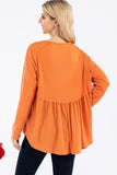 LONG SLEEVE PLEATED BABY DOLL TOPS