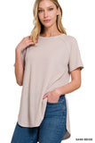Melange Baby Waffle Short Sleeve Top - ONLINE ONLY SHIPS IN 1-4 DAYS