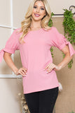 Textured Bow Tie Puff Sleeve Top - ONLINE ONLY 1-4 DAYS SHIPPING