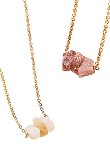Delicate Natural Stone Trio Necklaces