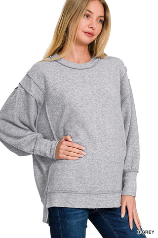 BRUSHED MELANGE HACCI OVERSIZED SWEATER- GREY